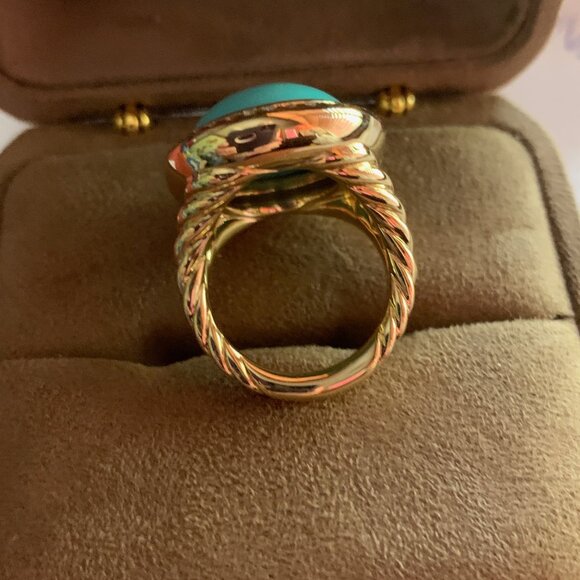 David YurmAlbion® Oval Ring in 18K Yellow Gold with Turquoise and Diamonds - Picture 8 of 11